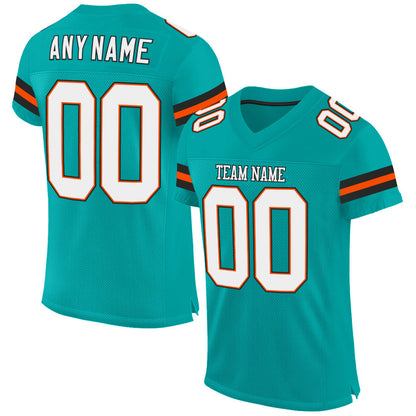 Custom Aqua White-Orange Mesh Authentic Football Jersey - Sky-Custom