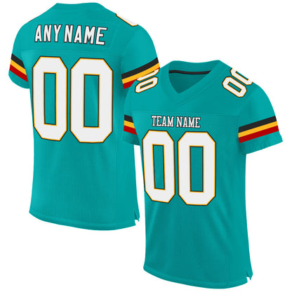Custom Aqua White-Gold Mesh Authentic Football Jersey - Sky-Custom