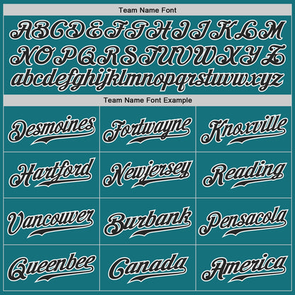 Custom Teal Black Pinstripe Black-White Authentic Baseball Jersey - Sky-Custom