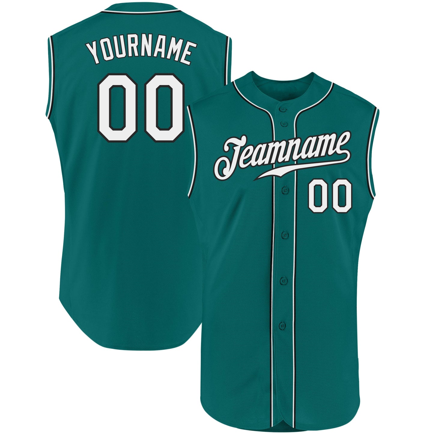 Custom Aqua White-Black Authentic Sleeveless Baseball Jersey - Sky-Custom