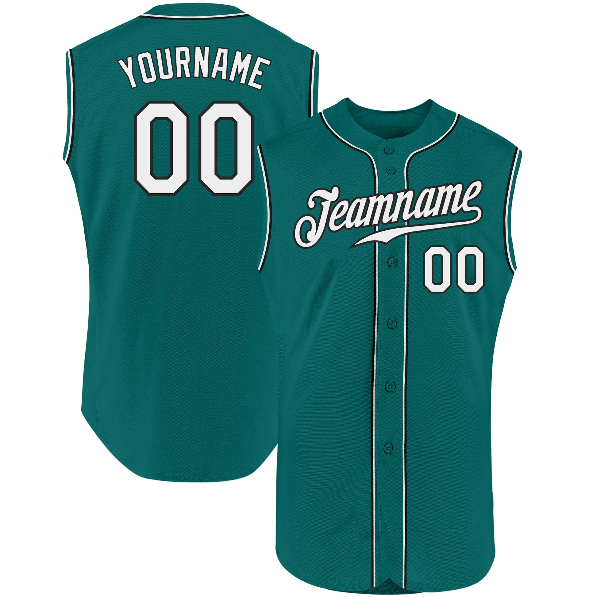 Custom Aqua White-Black Authentic Sleeveless Baseball Jersey - Sky-Custom