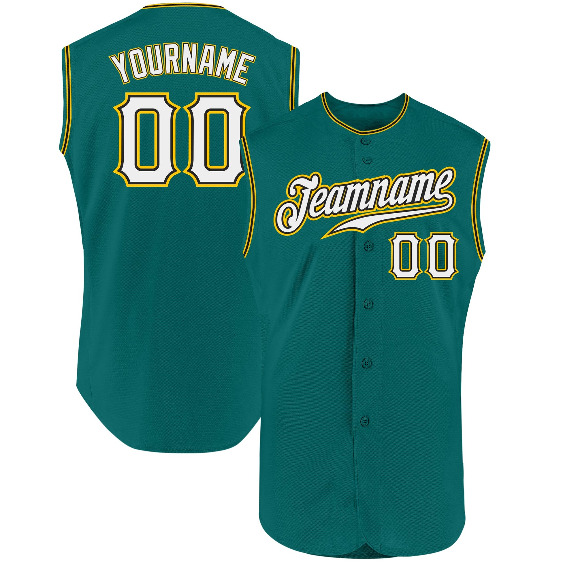 Custom Aqua White-Gold Authentic Sleeveless Baseball Jersey - Sky-Custom