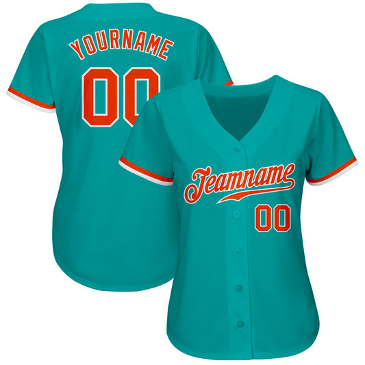 Custom Aqua Orange-White Authentic Baseball Jersey - Sky-Custom