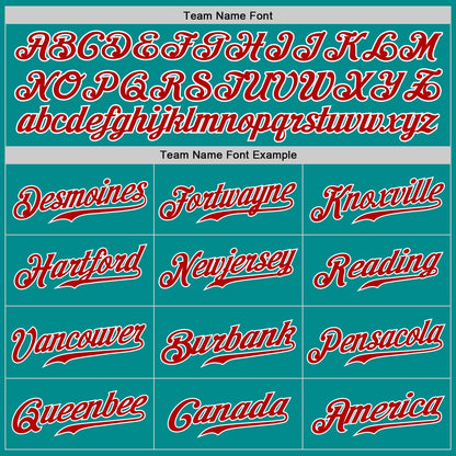 Custom Aqua Red-White Authentic Baseball Jersey - Sky-Custom