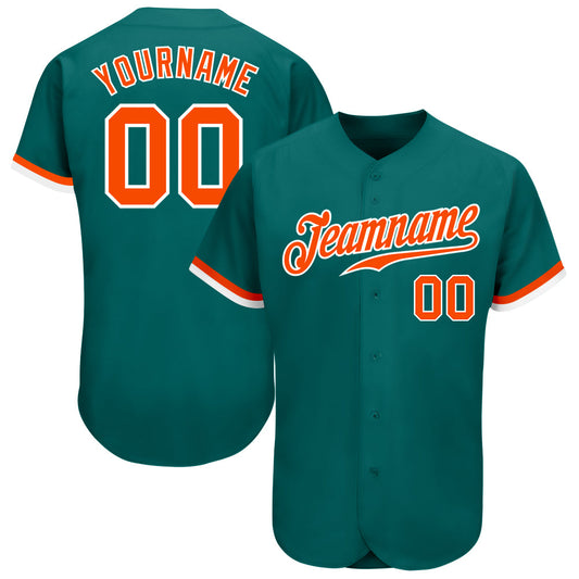 Custom Teal Orange-White Authentic Baseball Jersey - Sky-Custom