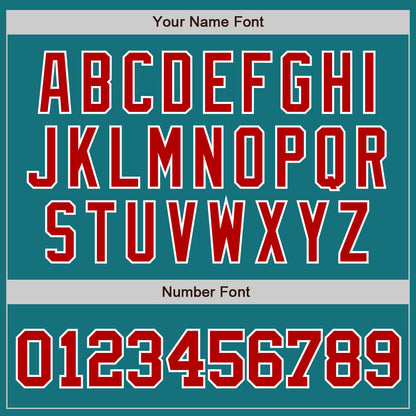 Custom Teal Red-White Authentic Baseball Jersey - Sky-Custom