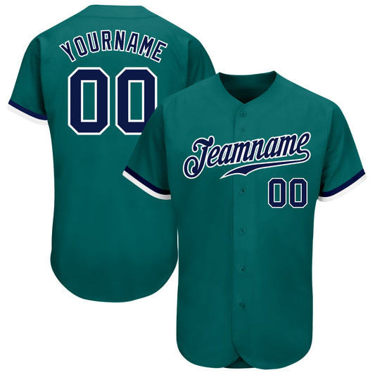 Custom Teal Navy-White Authentic Baseball Jersey - Sky-Custom