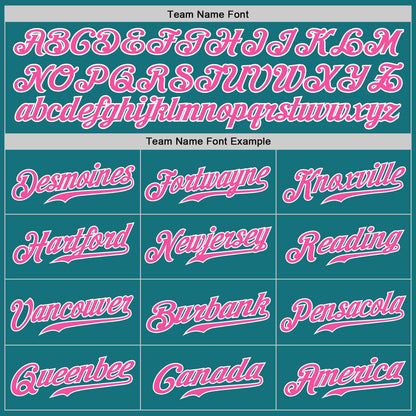 Custom Teal Pink-White Authentic Baseball Jersey - Sky-Custom