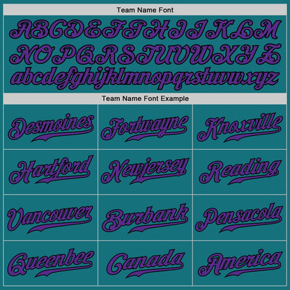 Custom Teal Purple-Black Authentic Baseball Jersey - Sky-Custom