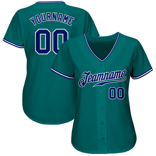 Custom Teal Royal-White Authentic Baseball Jersey - Sky-Custom