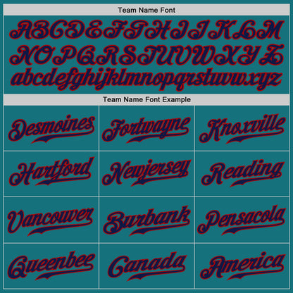 Custom Teal Navy-Red Authentic Baseball Jersey - Sky-Custom