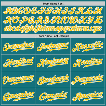 Custom Teal Gold-White Authentic Baseball Jersey - Sky-Custom