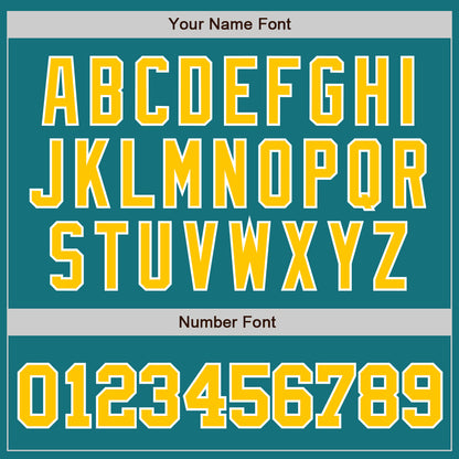 Custom Teal Gold-White Authentic Baseball Jersey - Sky-Custom
