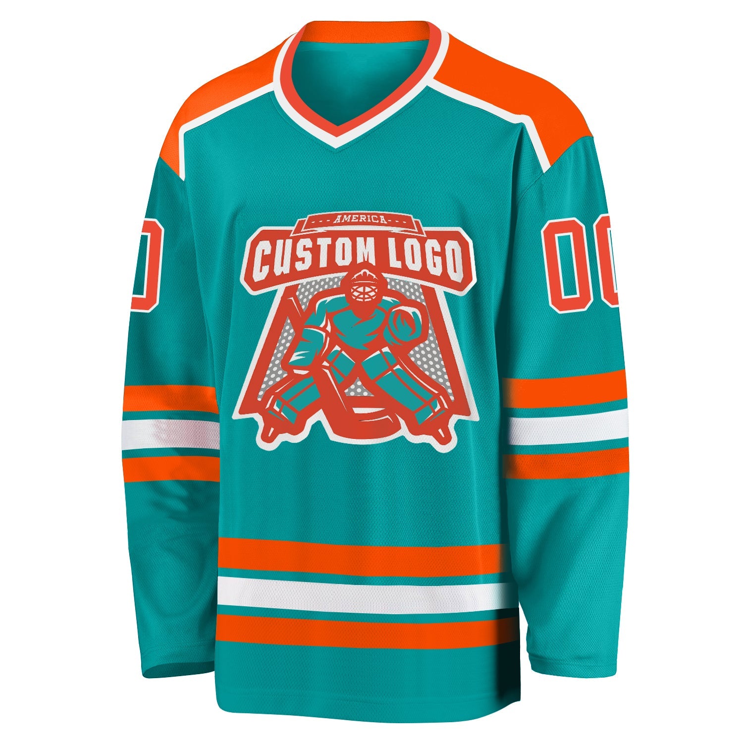 Custom Aqua Orange-White Hockey Jersey - Sky-Custom