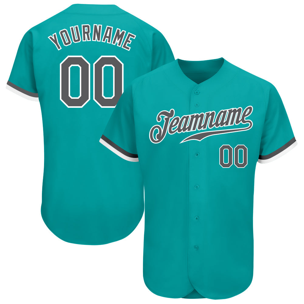 Custom Aqua Steel Gray-White Authentic Baseball Jersey - Sky-Custom