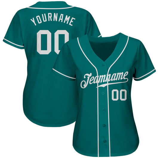 Custom Teal White Authentic Baseball Jersey - Sky-Custom