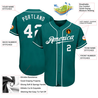 Custom Teal White Authentic Baseball Jersey - Sky-Custom