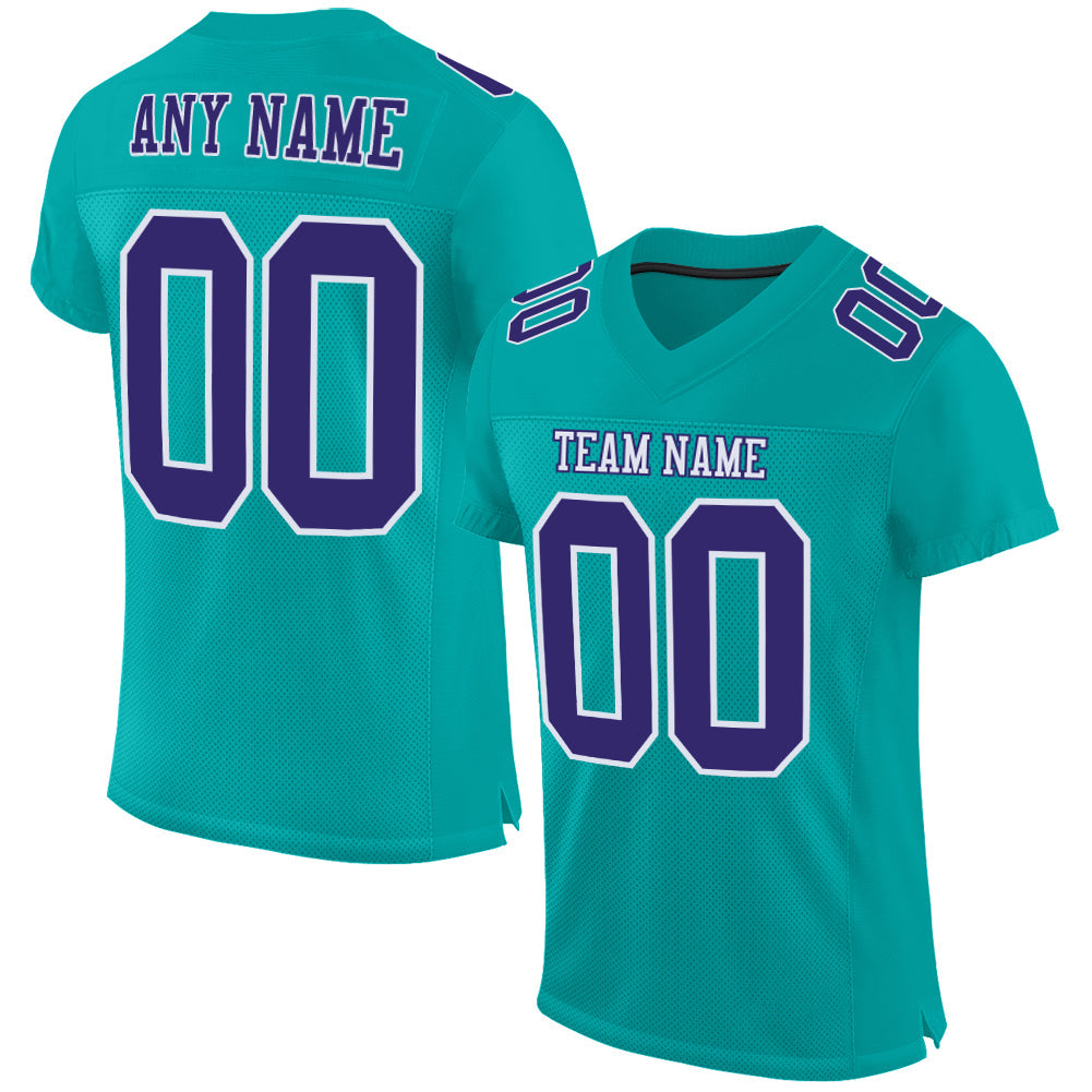 Custom Aqua Purple-White Mesh Authentic Football Jersey - Sky-Custom