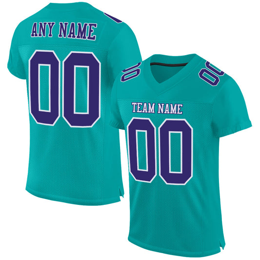 Custom Aqua Purple-White Mesh Authentic Football Jersey - Sky-Custom