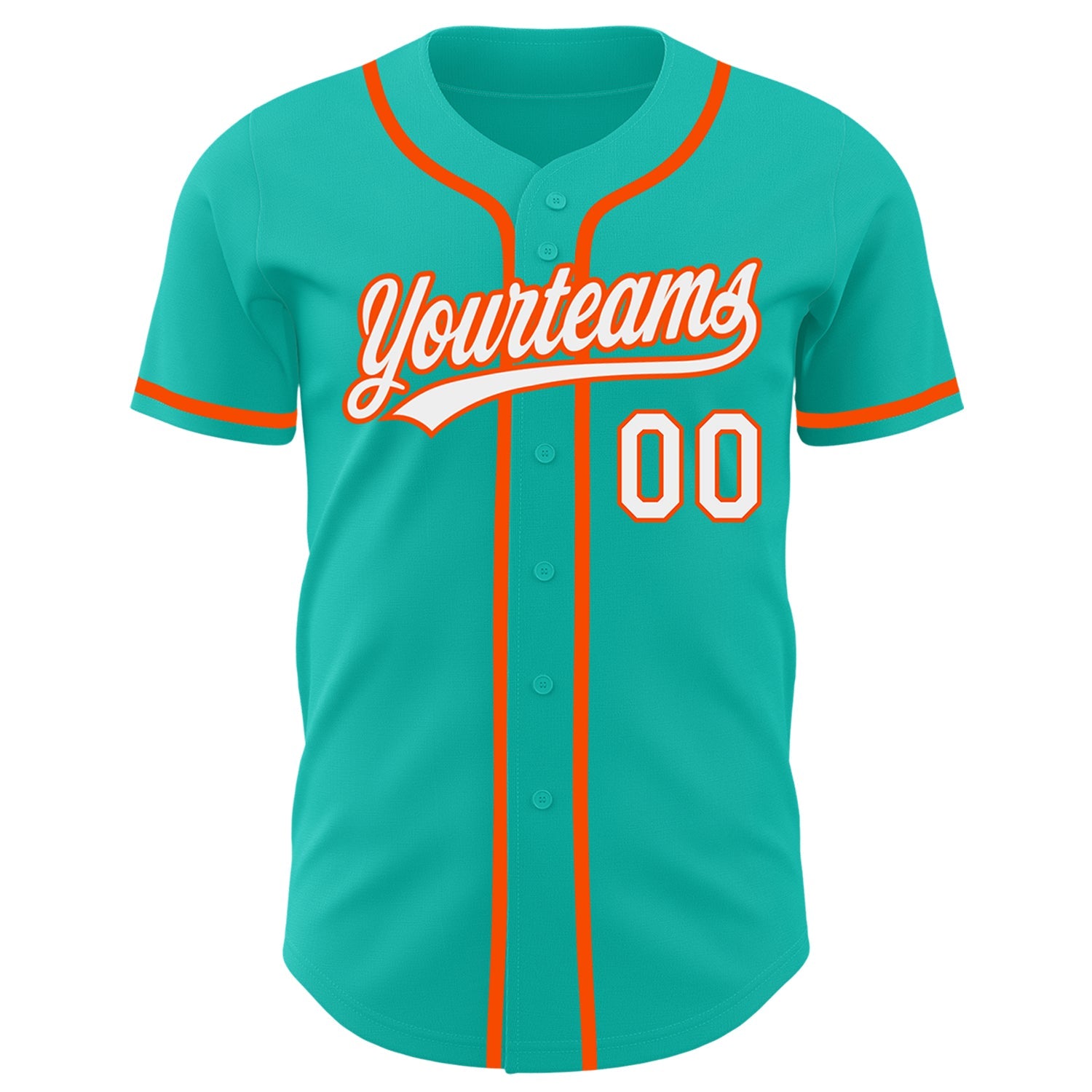 Custom Aqua White-Orange Authentic Baseball Jersey - Sky-Custom