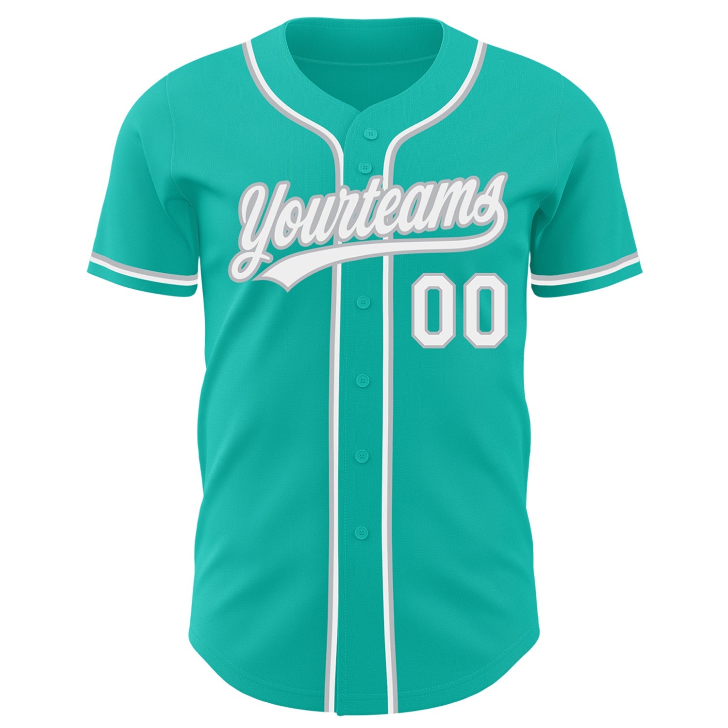 Custom Aqua White-Gray Authentic Baseball Jersey - Sky-Custom