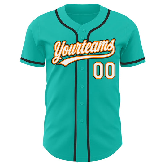 Custom Aqua White Bay Orange-Black Authentic Baseball Jersey - Sky-Custom