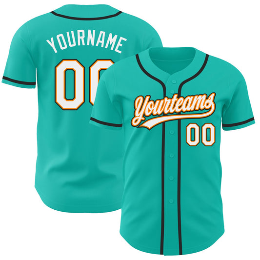 Custom Aqua White Bay Orange-Black Authentic Baseball Jersey - Sky-Custom
