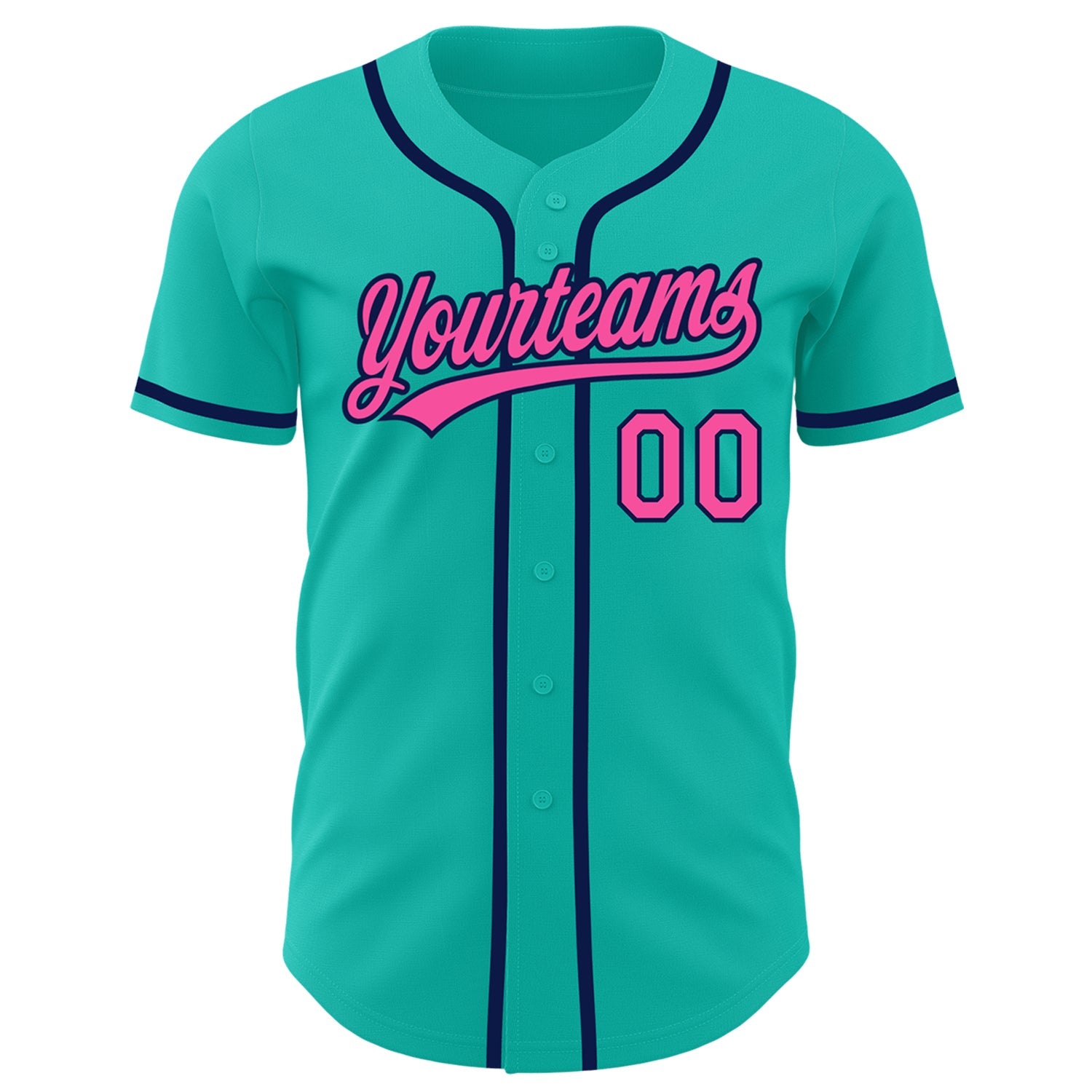 Custom Aqua Pink-Navy Authentic Baseball Jersey - Sky-Custom