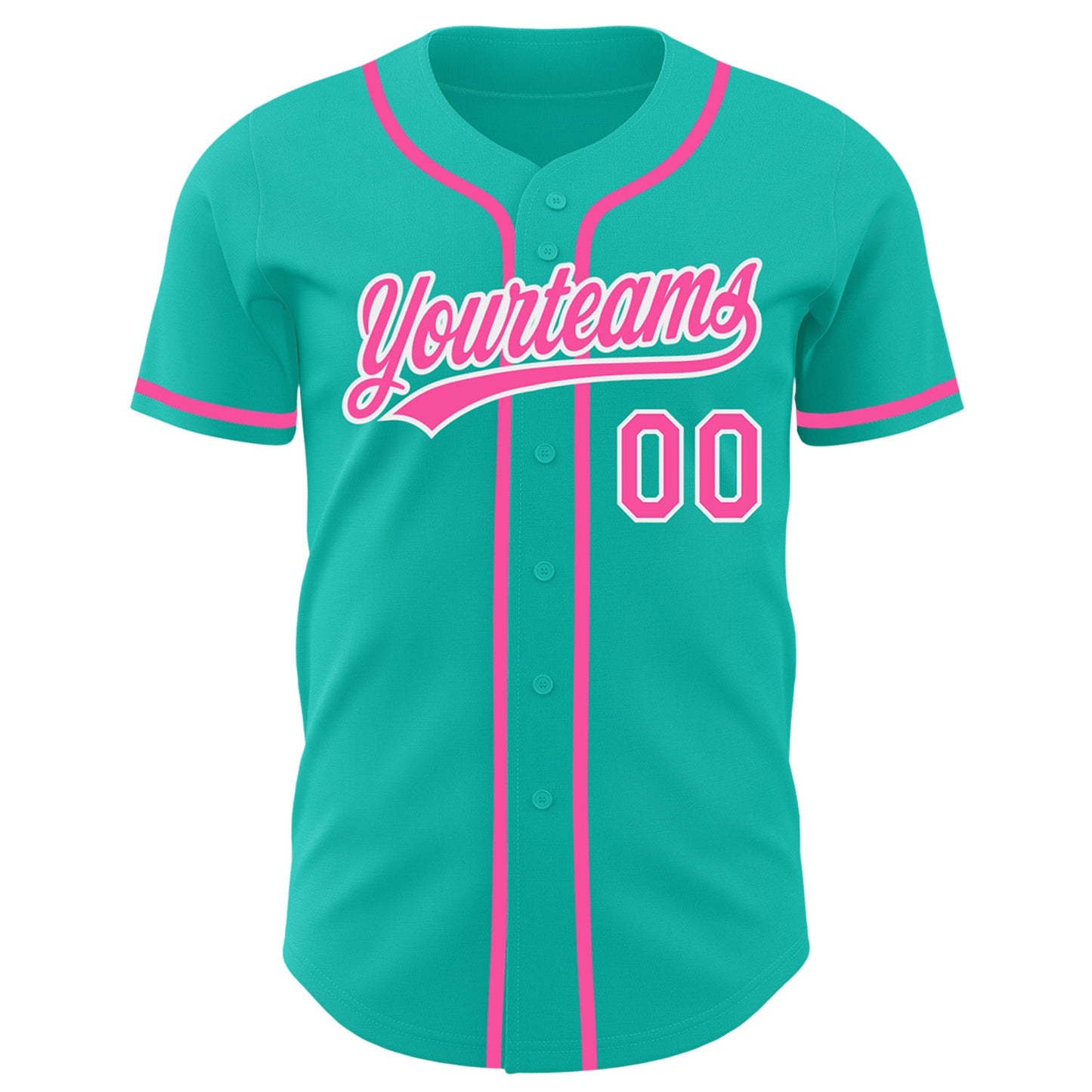 Custom Aqua Pink-White Authentic Baseball Jersey - Sky-Custom