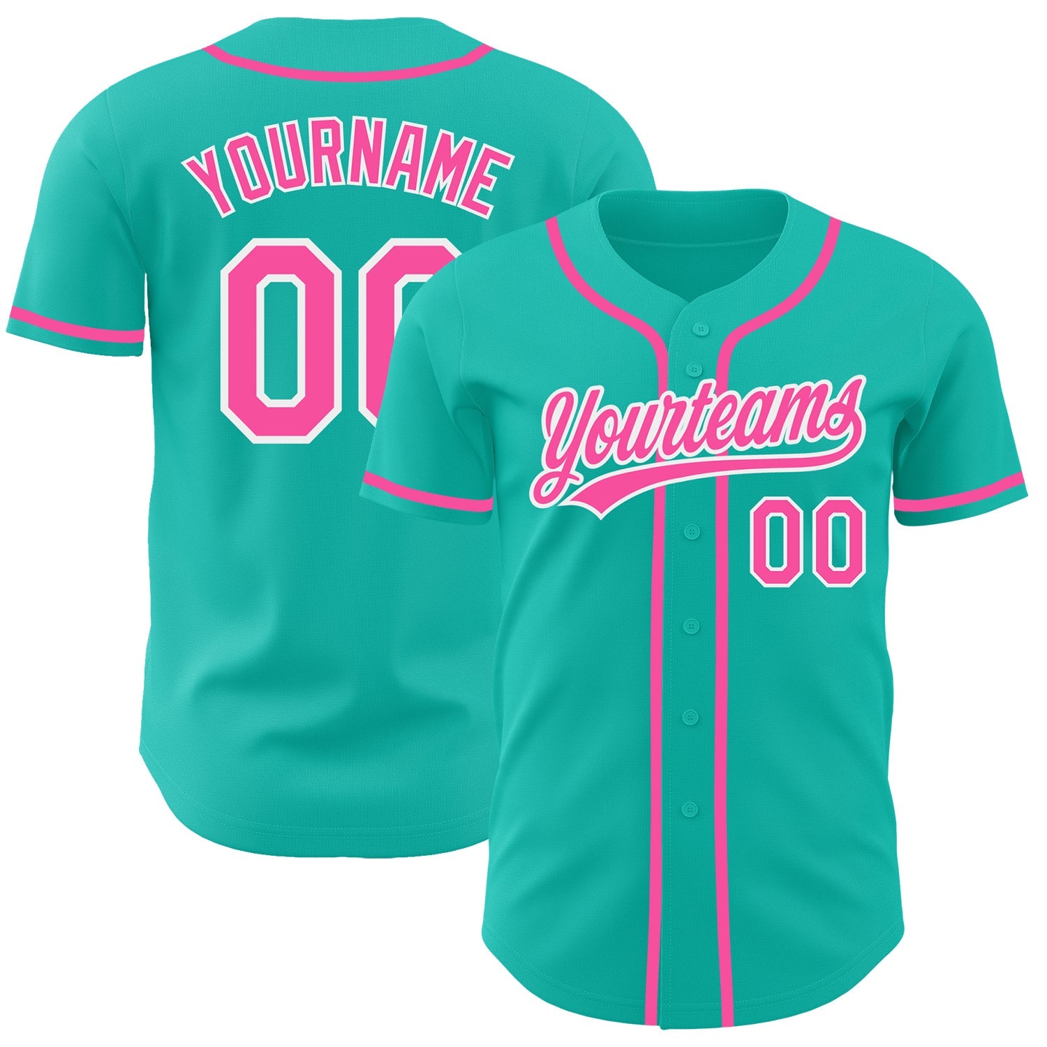 Custom Aqua Pink-White Authentic Baseball Jersey - Sky-Custom