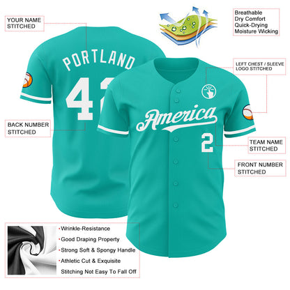 Custom Aqua White Authentic Baseball Jersey - Sky-Custom