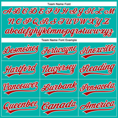 Custom Aqua White Pinstripe Red Authentic Baseball Jersey - Sky-Custom