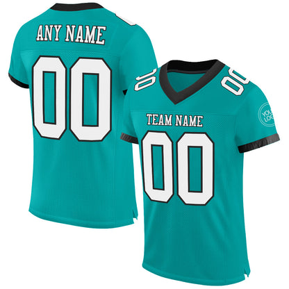 Custom Aqua White-Black Mesh Authentic Football Jersey - Sky-Custom