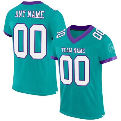 Custom Aqua White-Purple Mesh Authentic Football Jersey - Sky-Custom