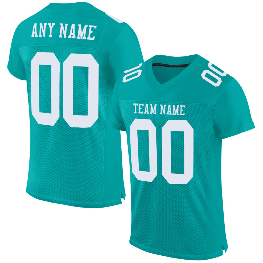 Custom Aqua White Mesh Authentic Football Jersey - Sky-Custom