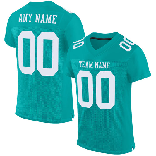 Custom Aqua White Mesh Authentic Football Jersey - Sky-Custom
