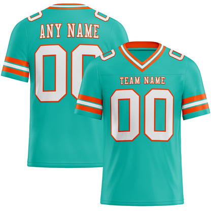 Custom Aqua White-Orange Mesh Authentic Football Jersey - Sky-Custom