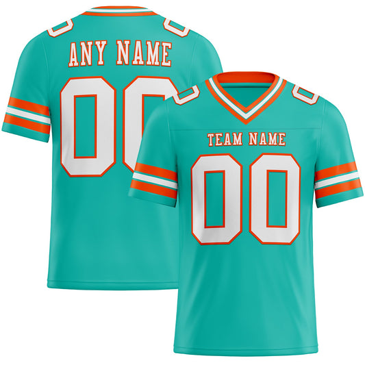 Custom Aqua White-Orange Mesh Authentic Football Jersey - Sky-Custom