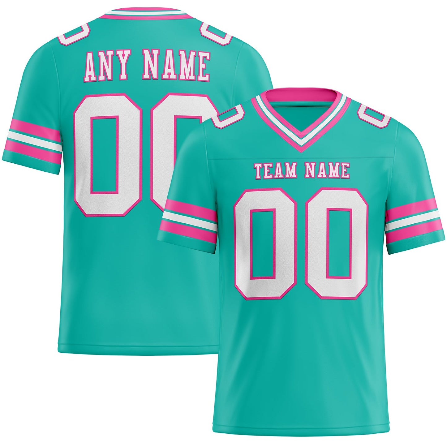 Custom Aqua White-Pink Mesh Authentic Football Jersey - Sky-Custom