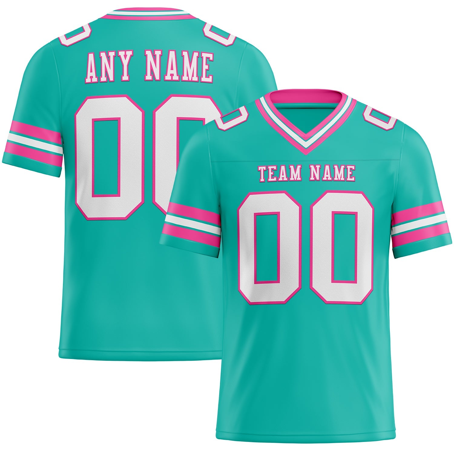 Custom Aqua White-Pink Mesh Authentic Football Jersey - Sky-Custom