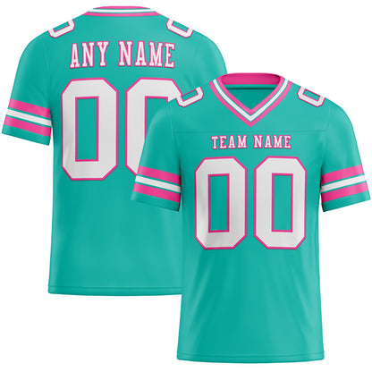 Custom Aqua White-Pink Mesh Authentic Football Jersey - Sky-Custom