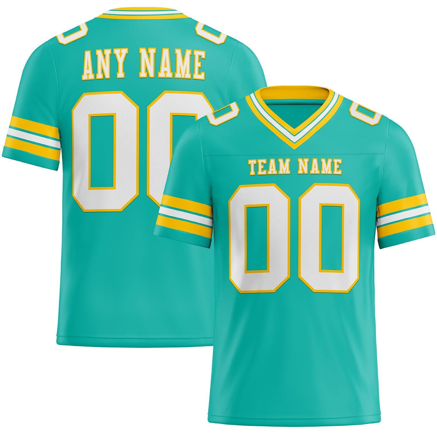 Custom Aqua White-Yellow Mesh Authentic Football Jersey - Sky-Custom