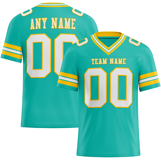 Custom Aqua White-Yellow Mesh Authentic Football Jersey - Sky-Custom