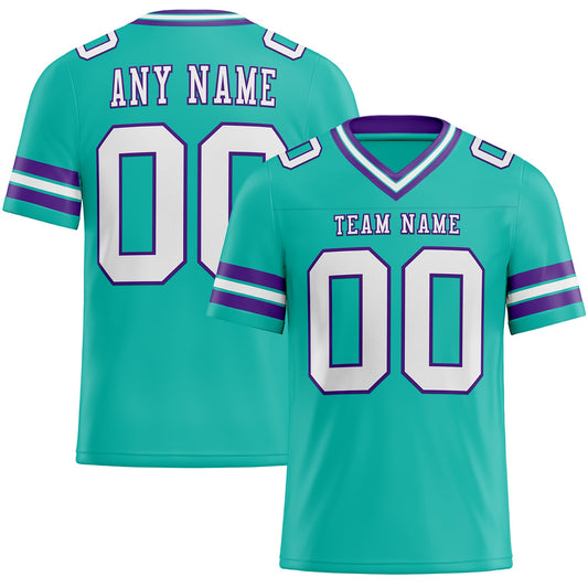 Custom Aqua White-Purple Mesh Authentic Football Jersey - Sky-Custom