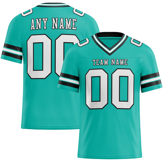 Custom Aqua White-Black Mesh Authentic Football Jersey - Sky-Custom