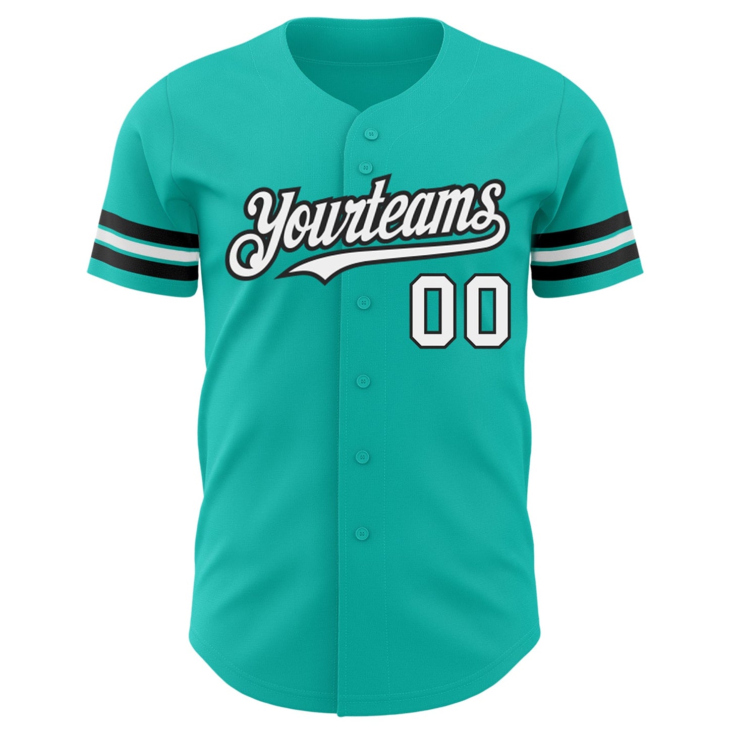 Custom Aqua White-Black Authentic Baseball Jersey - Sky-Custom