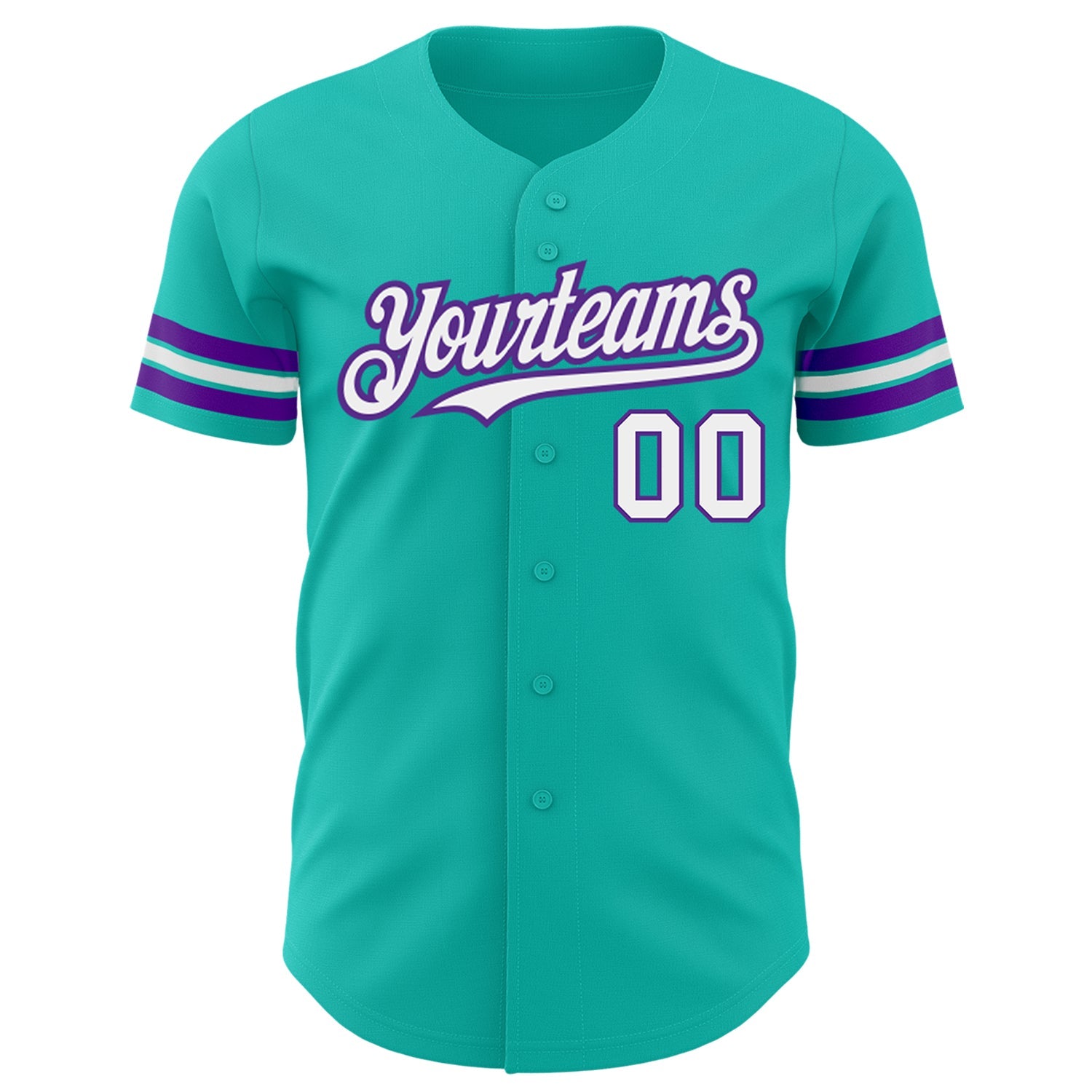 Custom Aqua White-Purple Authentic Baseball Jersey - Sky-Custom