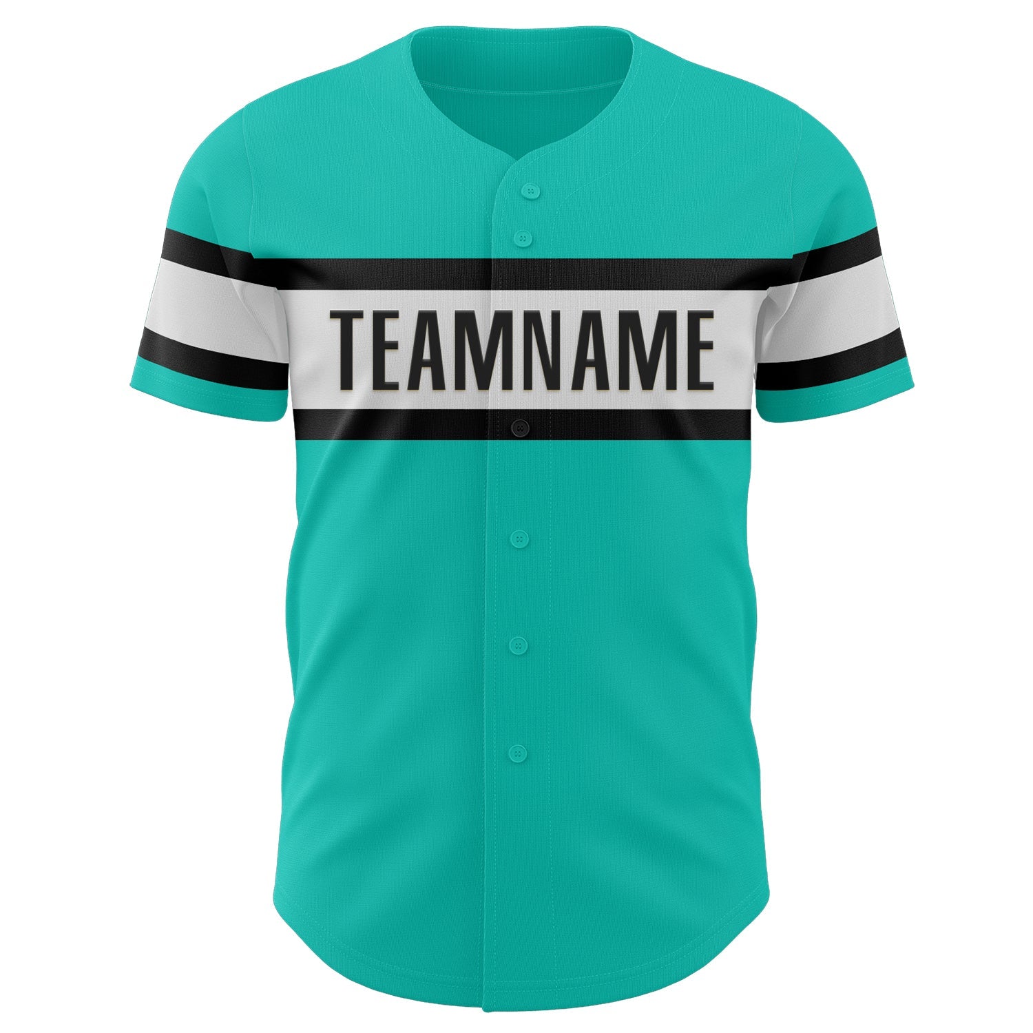 Custom Aqua White-Black Authentic Baseball Jersey - Sky-Custom