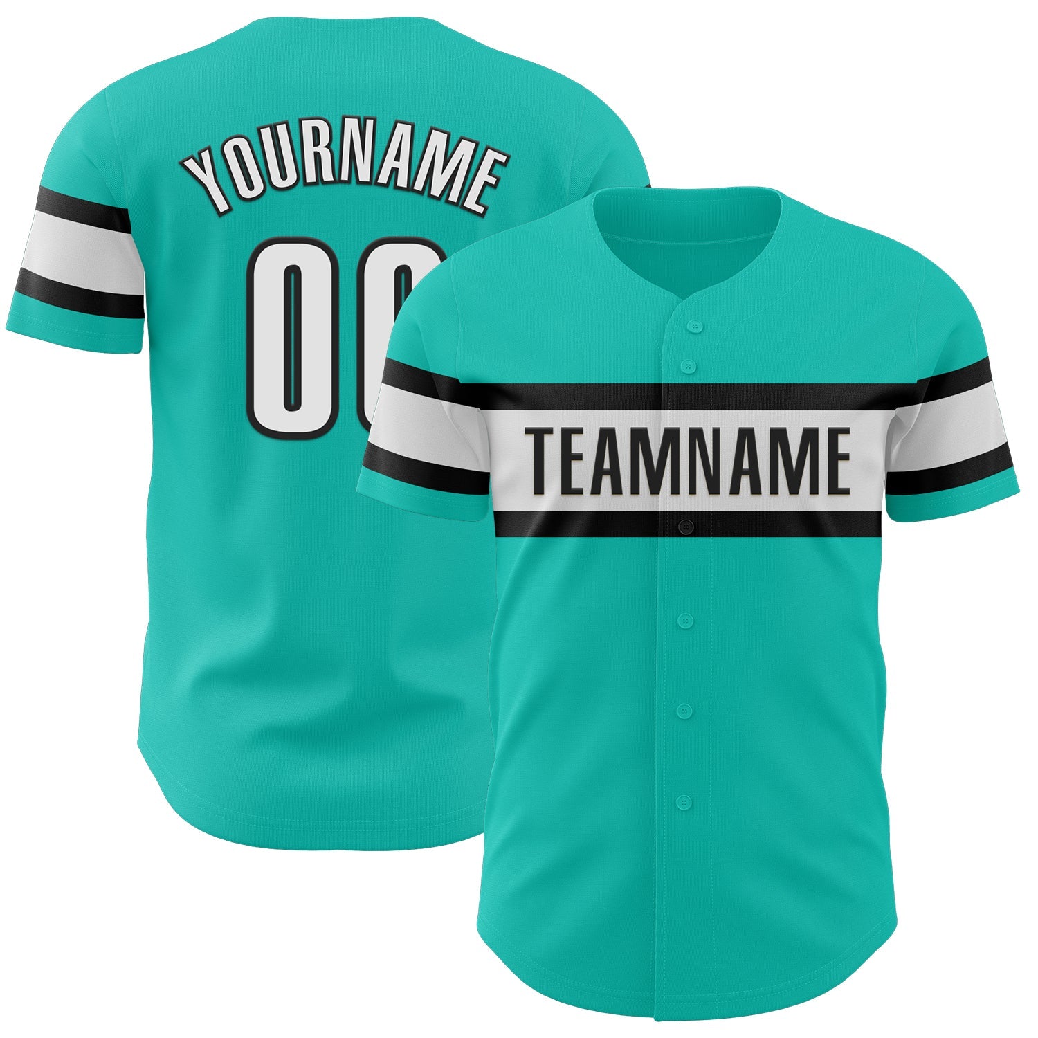 Custom Aqua White-Black Authentic Baseball Jersey - Sky-Custom