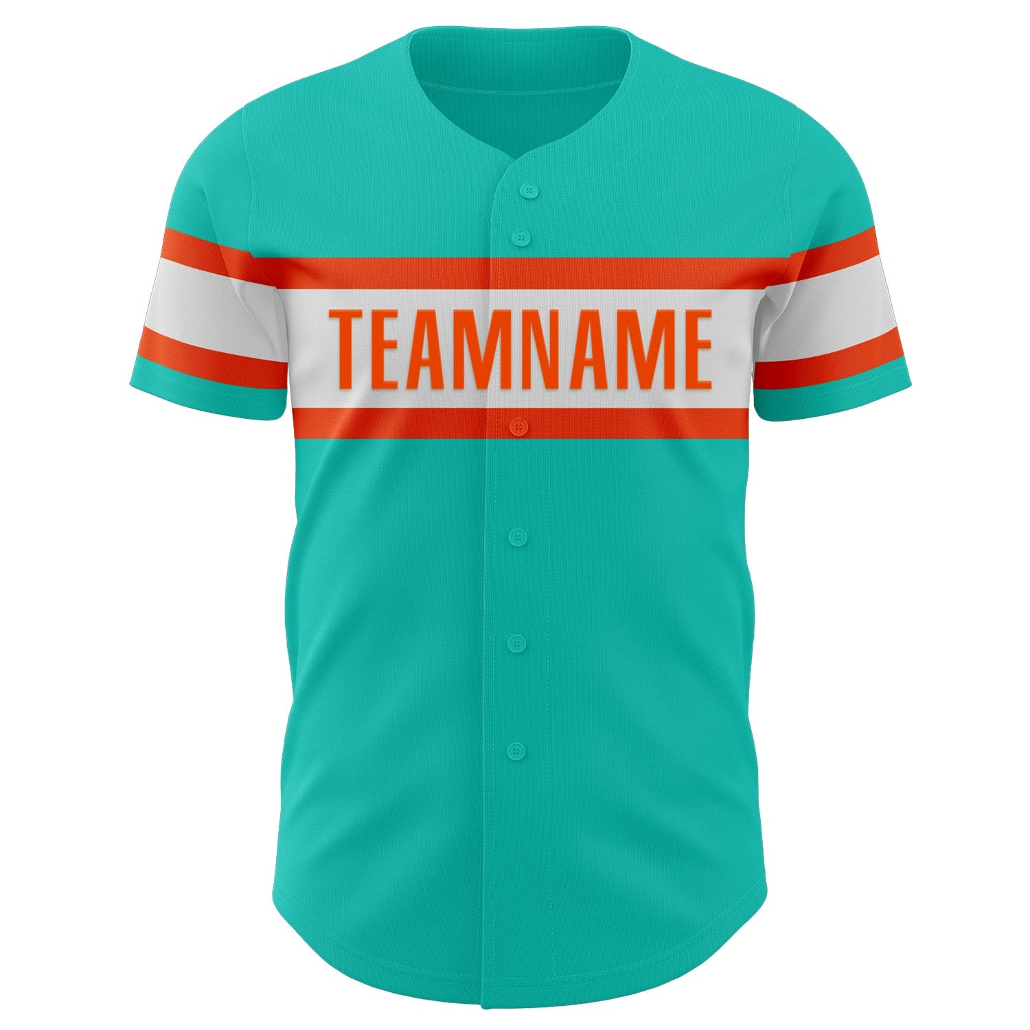 Custom Aqua White-Orange Authentic Baseball Jersey - Sky-Custom